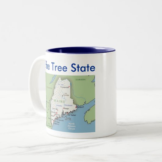 Mainesymbole u. -karte zweifarbige tasse (Vorderseite Links)