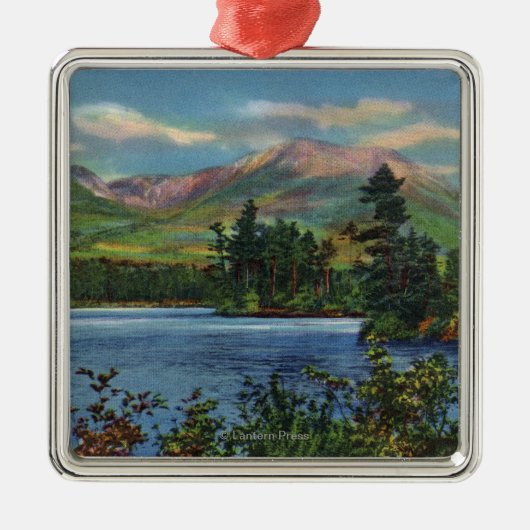 MaineView des Bergs Katahdin und des Daicey Teichs Silbernes Ornament (Vorne)