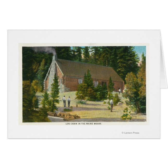 MaineView einer Blockhütte im Maine-Wald (Vorderseite (Horizontal))