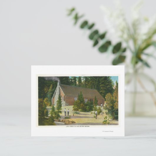 MaineView einer Blockhütte im Maine-Wald Postkarte (Stehend Vorderseite)