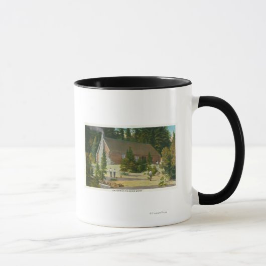 MaineView einer Blockhütte im Maine-Wald Tasse (Rechts)