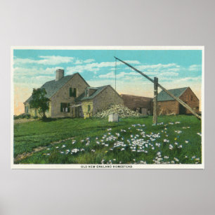 MaineView eines alten New England-Hauses Poster