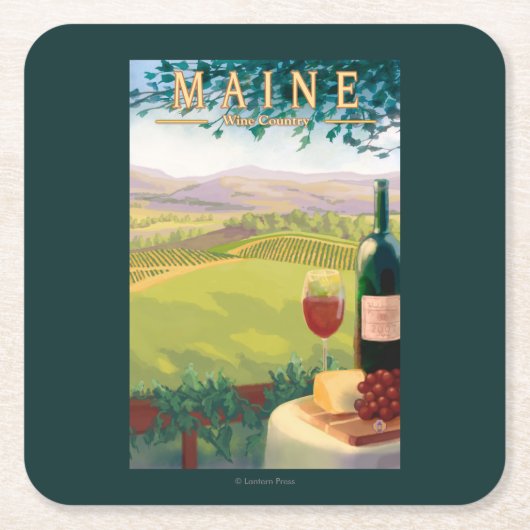 MaineWine Land-Szene Rechteckiger Pappuntersetzer (Vorderseite)