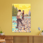 MaineWomen Fly Fishing Scene Leinwanddruck (Insitu (Wohnzimmer))