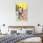 MaineWomen Fly Fishing Scene Leinwanddruck (Insitu (Schlafzimmer))