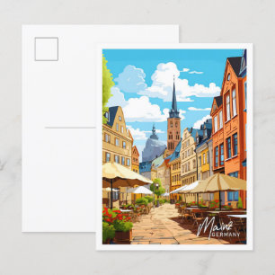 Mainz Deutschland Reise Vintage-Illustration Postkarte