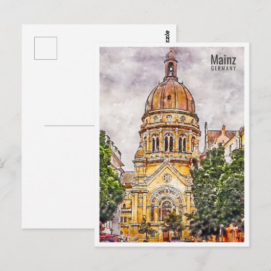 Mainz Deutschland Travel Place Watercolor Postkarte (Vorne/Hinten)