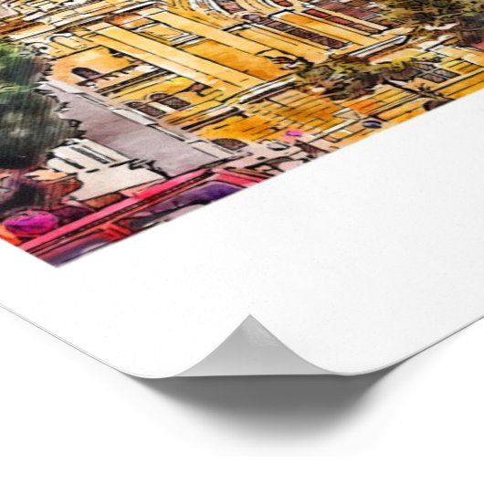 Mainz Deutschland Travel Wasserfarben Sketch Handg Poster (Ecke)