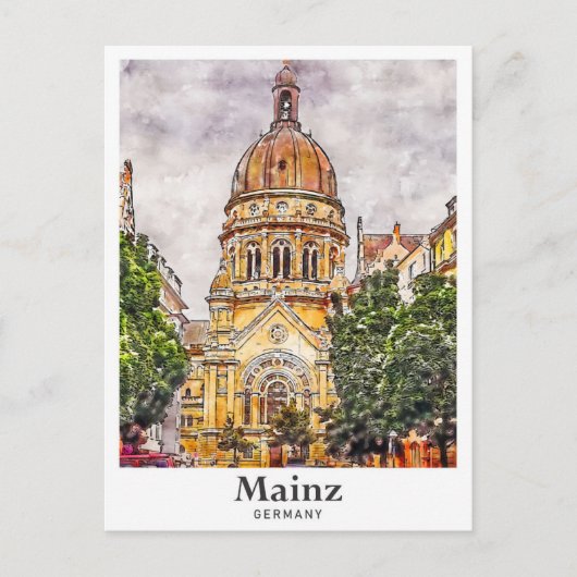 Mainz Deutschland Travel Wasserfarben Sketch Handg Postkarte (Vorderseite)