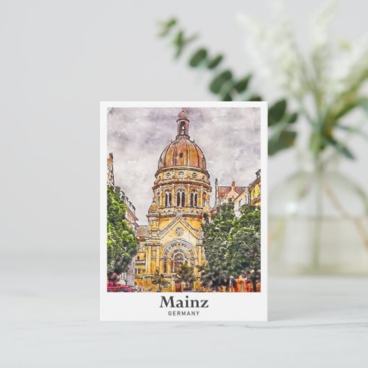 Mainz Deutschland Travel Wasserfarben Sketch Handg Postkarte (Stehend Vorderseite)