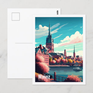 Mainz Deutschland Vintage-Reiseort-Illustration Postkarte