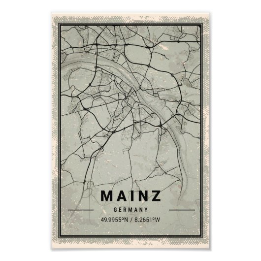 Mainz Germany map Print Poster Canvas (Vorne)