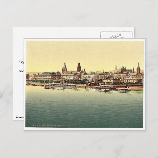 Mainz, von der Rheinbrücke, dem Rhein, Deutschland Postkarte (Vorne/Hinten)