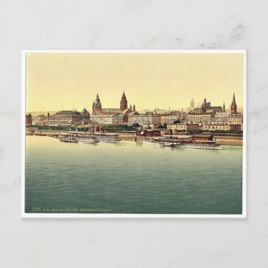 Mainz, von der Rheinbrücke, dem Rhein, Deutschland Postkarte (Vorderseite)