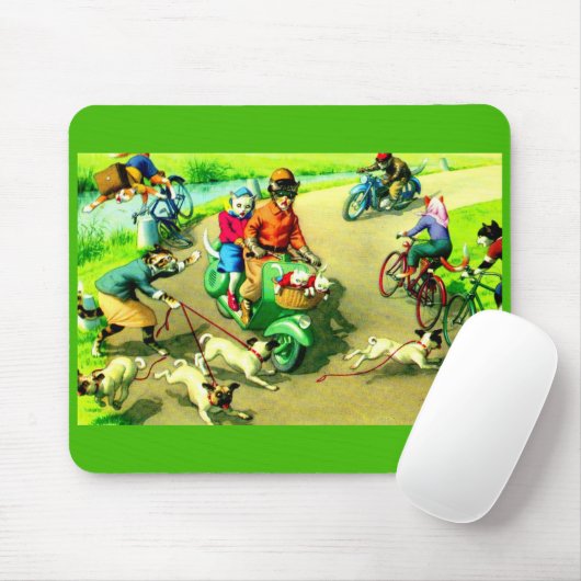 Mainzer-Katzen auf Motorrädern und Fahrrädern Mousepad (Mit Mouse)