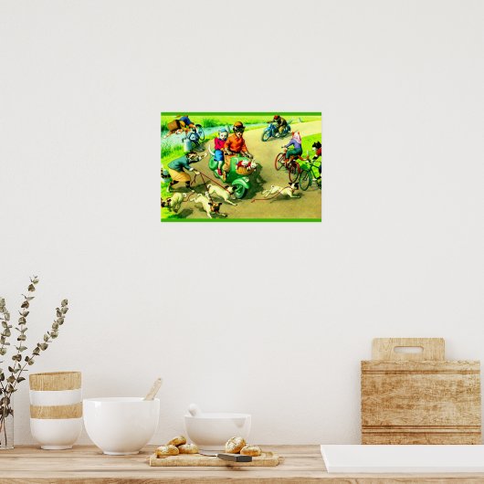 Mainzer-Katzen auf Motorrädern und Fahrrädern Poster (Küche)