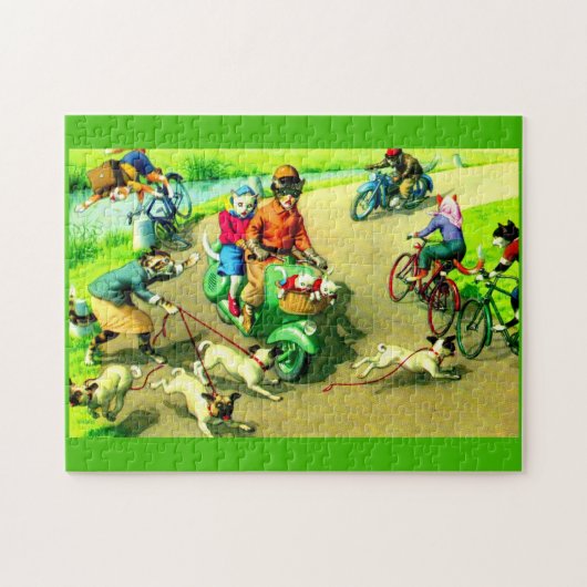 Mainzer-Katzen auf Motorrädern und Fahrrädern Puzzle (Horizontal)