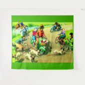 Mainzer-Katzen auf Motorrädern und Fahrrädern Wandteppich (Vorderseite (Horizontal))