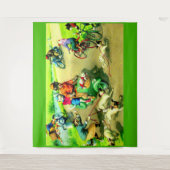 Mainzer-Katzen auf Motorrädern und Fahrrädern Wandteppich (Vorderseite)