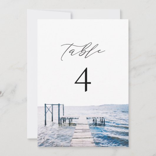 MAIRI Lake Pier Ocean Destination Table Number Einladung (Vorderseite)