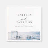 MAIRI Lake Pier Zielort Wasserfarbenhochzeit Serviette (Vorderseite)