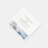 MAIRI Lake Pier Zielort Wasserfarbenhochzeit Serviette (Ecke)