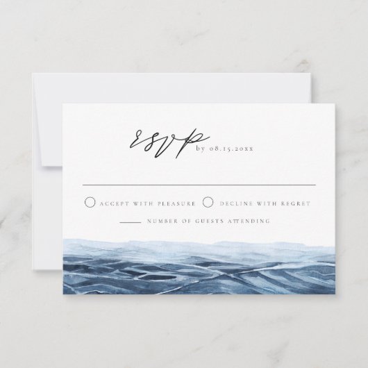 MAIRI Ocean or Lake Destination Wedding RSVP Card Einladung (Vorderseite)