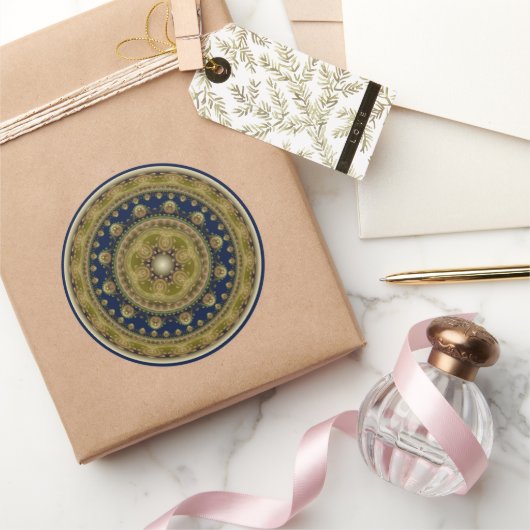 Mairy-orientalisches Rundmuster des Fraktals Runder Aufkleber (Schenken)