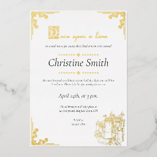 Mairy Tale Book Themed Book Gold Baby Dusche Folieneinladung