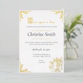 Mairy Tale Book Themed Book Gold Baby Dusche Folieneinladung (Stehend vorne)