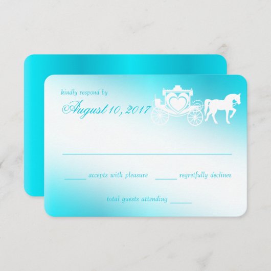 Mairy Tale Carriage Aqua Response Card RSVP Karte (Vorne/Hinten)