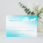 Mairy Tale Carriage Aqua Response Card RSVP Karte (Stehend Vorderseite)
