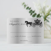 Mairy Tale Carriage Peacock Silver Response RSVP Karte (Stehend Vorderseite)