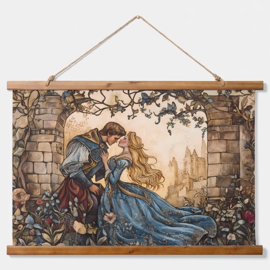 Mairy Tale Holz Topped Wall Tapestry Wandteppich Mit Holzrahmen (Vorne)