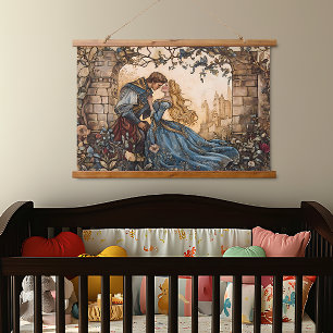 Mairy Tale Holz Topped Wall Tapestry Wandteppich Mit Holzrahmen