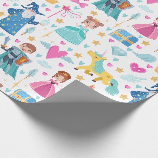 Mairy Tale Princess Ritter Einhorn Zaubermuster Geschenkpapier (Ecke)