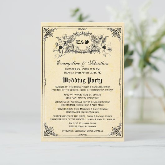 Mairy Tale Storybook Hochzeitsprogramme Einladung (Stehend Vorderseite)