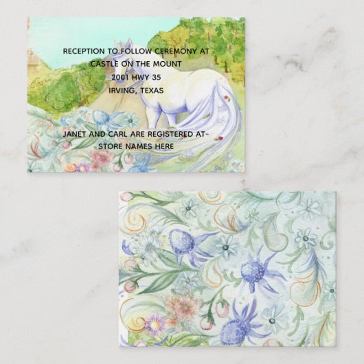 Mairy Tale Unicorn Wedding Information Card Begleitkarte (Vorne/Hinten)