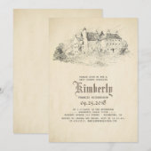 Mairytale Alte Burg Vintage Babydusche Einladung (Vorne/Hinten)