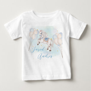 Mairytale baby Pony Blue Ballon Star Birthday Boy Baby T-shirt