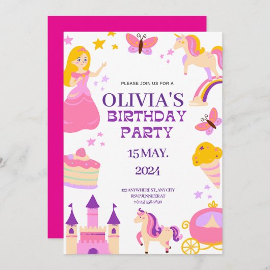 Mairytale Birthday Einladung (Vorne/Hinten)