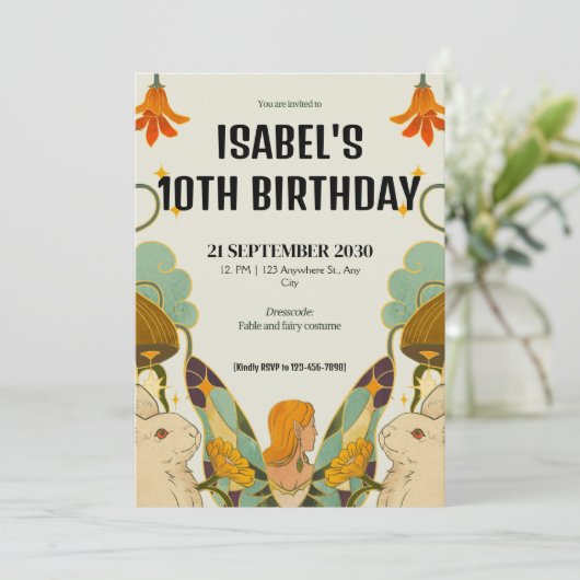 Mairytale Birthday Einladung (Stehend Vorderseite)