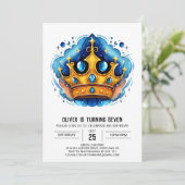 Mairytale Custom Prince Crown Geburtstag Einladung (Stehend Vorderseite)