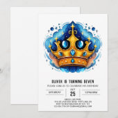 Mairytale Custom Prince Crown Geburtstag Einladung (Vorne/Hinten)