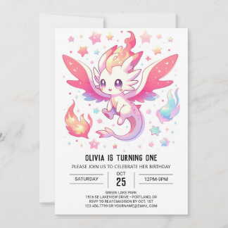 Mairytale Fiery Dragon 1. Geburtstag Einladung