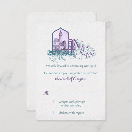 Mairytale Lila Aquamarines Schloss Hochzeit RSVP (Vorne/Hinten)