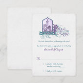 Mairytale Lila Aquamarines Schloss Hochzeit RSVP Karte (Vorne/Hinten)