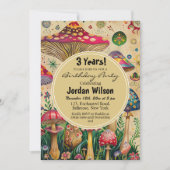 Mairytale Mushrooms 3. Geburtstag Party Einladung (Vorderseite)