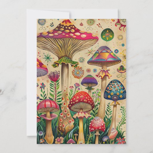 Mairytale Mushrooms 4. Geburtstag Party Einladung (Rückseite)