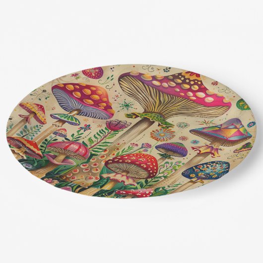 Mairytale Mushrooms Pappteller (Schrägansicht)